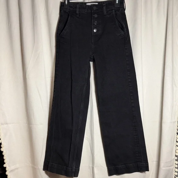 Everlane Black Button Fly The Wide Leg Jeans 25 - Picture 2 of 6